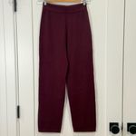 Naadam Cashmere Cropped Pants High Waisted Straight Leg Maroon Burgundy Size XXS Red Photo 5
