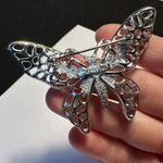 Signed Sarah Coventry Butterfly Insect Brooch Pin Silver Tone Photo 2