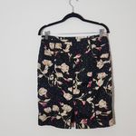White House | Black Market Black Floral Print Pencil Skirt Size 8 Photo 2