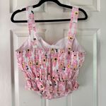 Unique Vintage Floral Crop Top Smocked Sweetheart Sleeveless Pink 2X/18 Photo 8