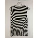 Chico's Women's Cross Over Front Blouse Striped Blue Top Angled Hem Size 2 Photo 5