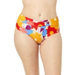 Time and Tru Womens Large Bright Floral High Waist Twist Swim Bottoms Only NWT Red Photo 0