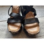BORN Sudo Wedge Sandals‎ Size 10 Leather Straps NWOT Slingback shoes Black Shoe Photo 2