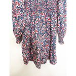 Boden Smocked Bodice Mini Dress Size 12L Blue Floral Long Sleeve Boho Preppy Photo 9