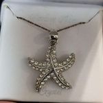 Silver crystal sea star necklace Photo 1