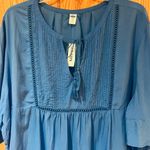 Old Navy  Pintuck Ruffle-Sleeve Swing Top Blouse in The Cerulean Life Blue Sz XXL Photo 4