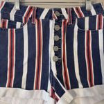 BDG  Mom Shorts Womens 27 Red White Blue Striped Denim High Rise Button Fly Photo 2