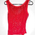 Chaudry KC Red Sequin Sleeveless Top | Beaded Party Blouse | Size Small Photo 1