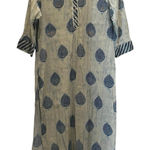 Women's 3/4 Sleeve Embellished Kurta Tunic Fits Up To Large Gray Blue Bead Boho Photo 0