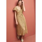 Anthropologie Animal leopard print bolano Button Down midi dress womens size 8 Photo 15