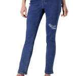 Denim & Co New Distressed Denim Stretch Slim Leg Jeans Medium Wash Size 18WP Photo 0