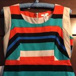Esley  orange green black blue striped dress small‎ Photo 1
