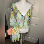 Free People of Paradise Top Mint Green Combo Floral Medium New with tags Photo 1