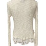 Almost Famous Women's Long Sleeve Knit Top Sweater Lace Lacy Bottom Cream Size M Photo 3