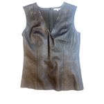 Helmut Lang Helmut Lang Black Leather Sleeveless Top – Minimalist V-Neck – Size 4 Photo 3