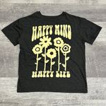 Modern Lux Happy Mind Short Sleeve Graphic Tee Womens XS Charcoal Flower Boho Photo 0