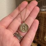 Gold R Medallion Initial Necklace Photo 0
