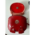 Aloha Hawaii Genuine Leather Red Yellow Owl Coin Purse Wristlet Keyring OS Photo 3