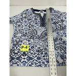 Cathy Daniels Womans  Pullover Blouse XL Blue White Studs V Neck 3/4 Sleeve Photo 5