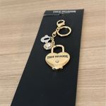 True Religion Gold Heart Lock Keychain Bag Charm Photo 2