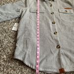 Simply Southern Oversized Reversible Gray Corduroy & Tribe Print Fleece Shacket Jacket Small Photo 7