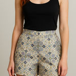 FRNCH  brocade cream duo chrome high waisted shorts party festive fall casual $99 Photo 0