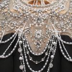 Mac Duggal  11775 Black Draped Pearl Beaded Mermaid Gown Dress Photo 7