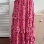 Caroline Constas Skirt Womens Large Floral Lace Tiered Crop Top Matching Co Ord Pink Photo 4