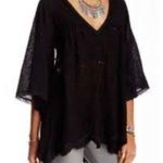 Free People Summer Lovin Top Black Linen Blend Oversized  Blouse small Photo 0