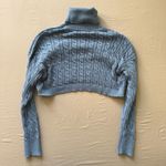 Cable Knit Cropped Turtleneck Sweater Blue Size L Photo 2