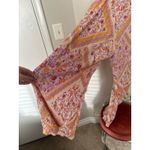 SO  Small Ruched Orange Purple Pink Floral Paisley Romper Boho Beach Jumpsuit Photo 4