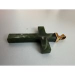 Grade A‎ Natural JADE Green Jadeite Cross Pendant 18K Gold Photo 3