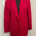 Sag Harbor Vintage  Women 100% Pure Wool Blazer Jacket Single Gold Button Red 12 Photo 0