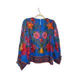 Farm Rio Tropical Tapestry Blouse Lace Inset Sz. S Photo 7