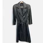 Vintage Winlit Butter Leather Belted Trench Coat Small Black Photo 11