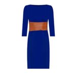 $336 NWT Shani Womens Cocktail Dress Sz 14 Blue Faux Leather Waist Office Chic Photo 4