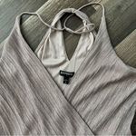 EXPRESS Metallic Pleated Surplice Mini Dress Photo 3