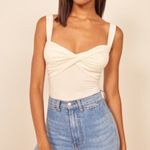 Reformation  Anine Knit Twist Front Tank size Medium in Ivory Cream $58 Photo 11