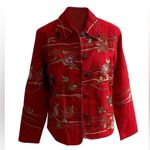 Coldwater Creek  Red Embroidered Twill Jacket Petite Medium PM Photo 0