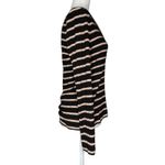 Veronica Beard  Top M Womens Shailee Black Striped‎ Ribbed Henley Long Sleeve Photo 4