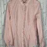 Lilly Pulitzer Pink and White Striped Ruffle Button Front Top sz 8 Photo 7