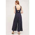 Anthropologie Tallulah Wide-Leg Jumpsuit 4 Petite Navy Blue Polka Dot Romper Photo 3