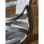 Kenneth Cole Reaction  Gladiator 9.5‎ Silver Sandals Fringe Beaded Flats Fringe Photo 9