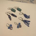 Women’s Lot Of 4 Blue Tones Dangle Costume Earrings Pierced Beaded Mix Photo 4