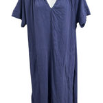 Soft Surroundings Womens Dress L Blue Short Sleeve V Neck Casual Ladies Photo 0