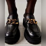 Free People  Lyra Link Loafer Mules Women’s Black & Gold Chain Size 9.5 /40 Photo 3