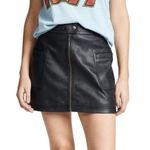 Free People Faux Leather Mini Skirt Black High Rise A Line Vegan Size 0 Photo 1