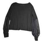 Newport News Vtg 1990s  Black Sheer Gathered Sleeve Round Neck Pullover Top 2X Photo 1