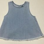 Aerie  Womens Chambray Sleeveless Top Flyaway Tank Size XS Raw Hem Light Blue Photo 0