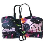 Bar III Paradise Palms Printed Bandeau Bikini Top Keyhole Halter Black XS Photo 1